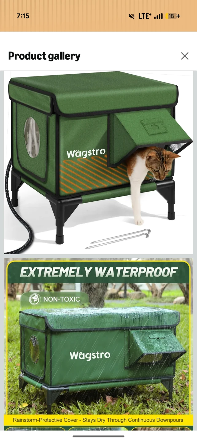 Wagstro Heated Outdoor Cat House - Green - photo 4