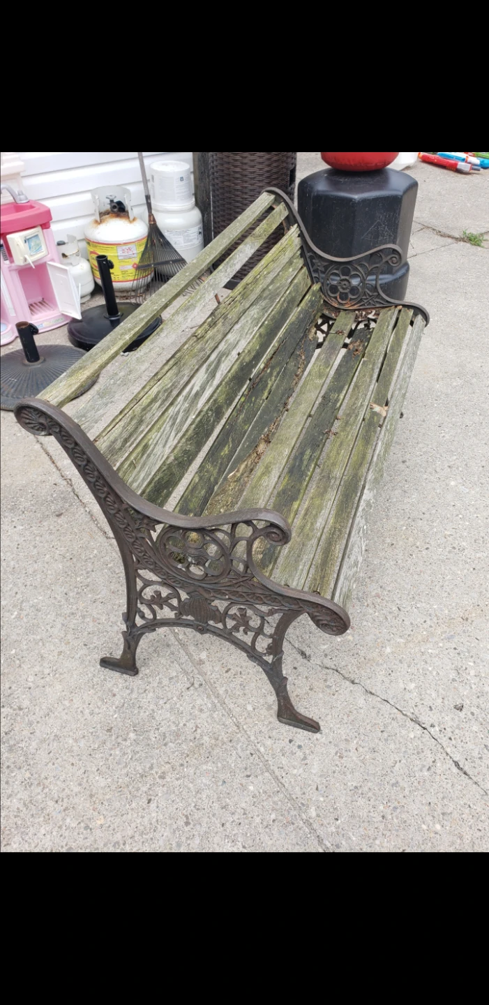 Ornate Cast Iron and Wood Park Bench