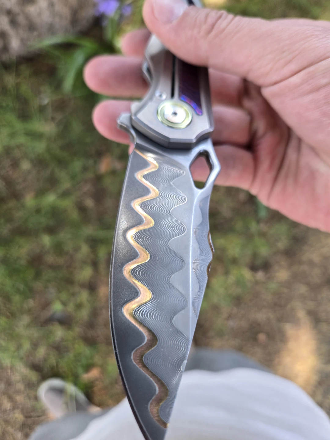 Copper damascus Knife