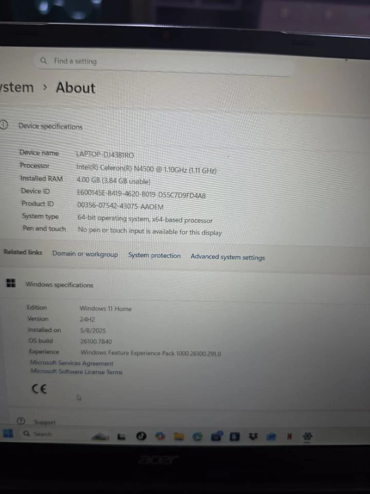 Laptop Acer Aspire 1 | Intel Celeron N4500 | 4GB RAM | 128GB SSD - photo 3