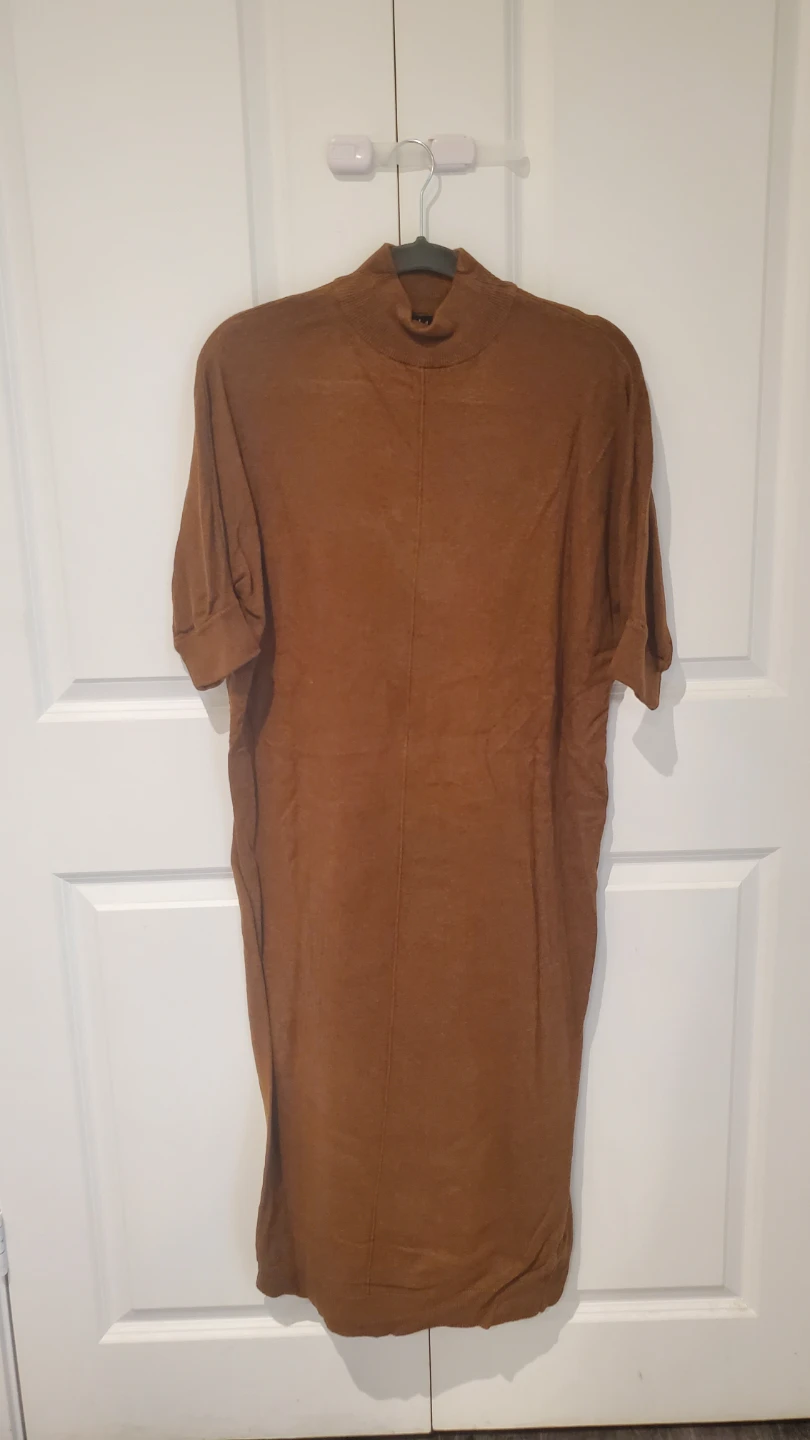 Brown Mock Neck Sweater Dress