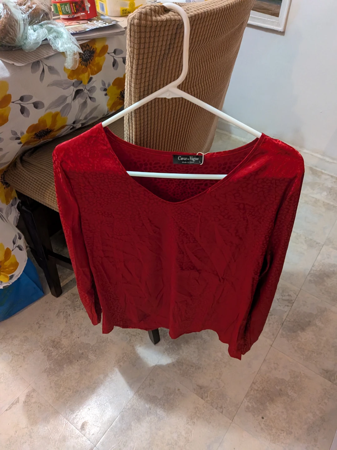 Cœur de Vague Red Print Long Sleeve Top - Size L
