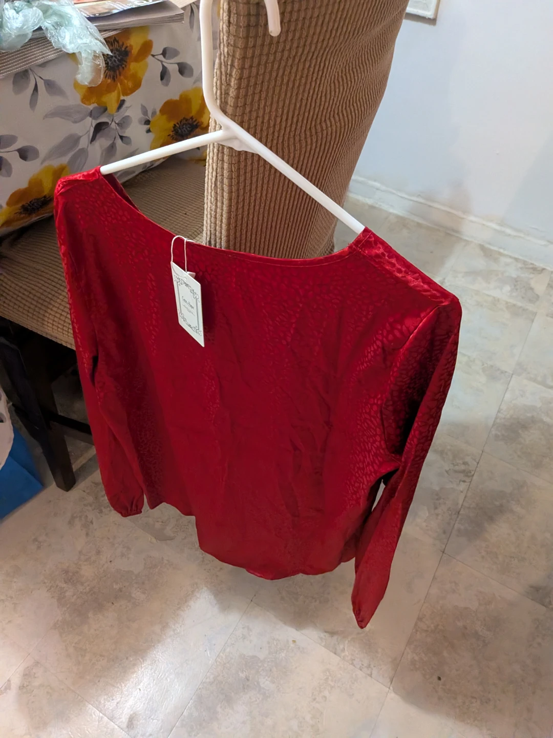 Cœur de Vague Red Print Long Sleeve Top - Size L - photo 3