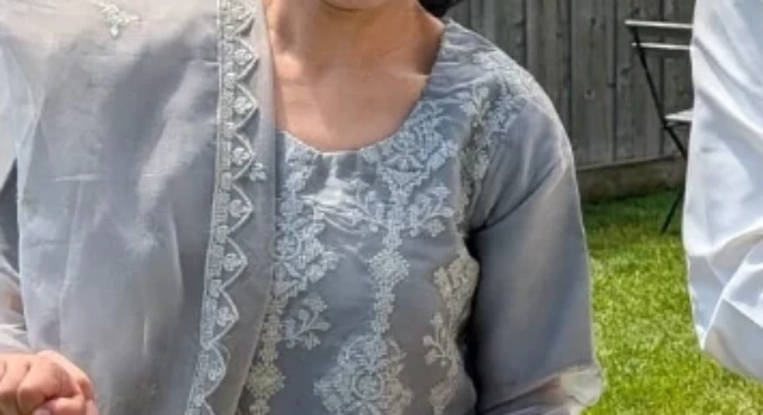Grey Embroidered Kurti with Dupatta and trousers