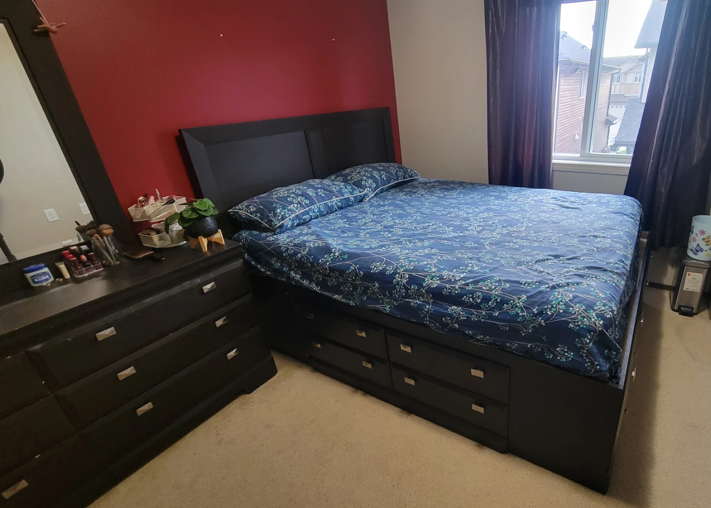 Queen Storage Bed storage with dresser and mirror - photo 2