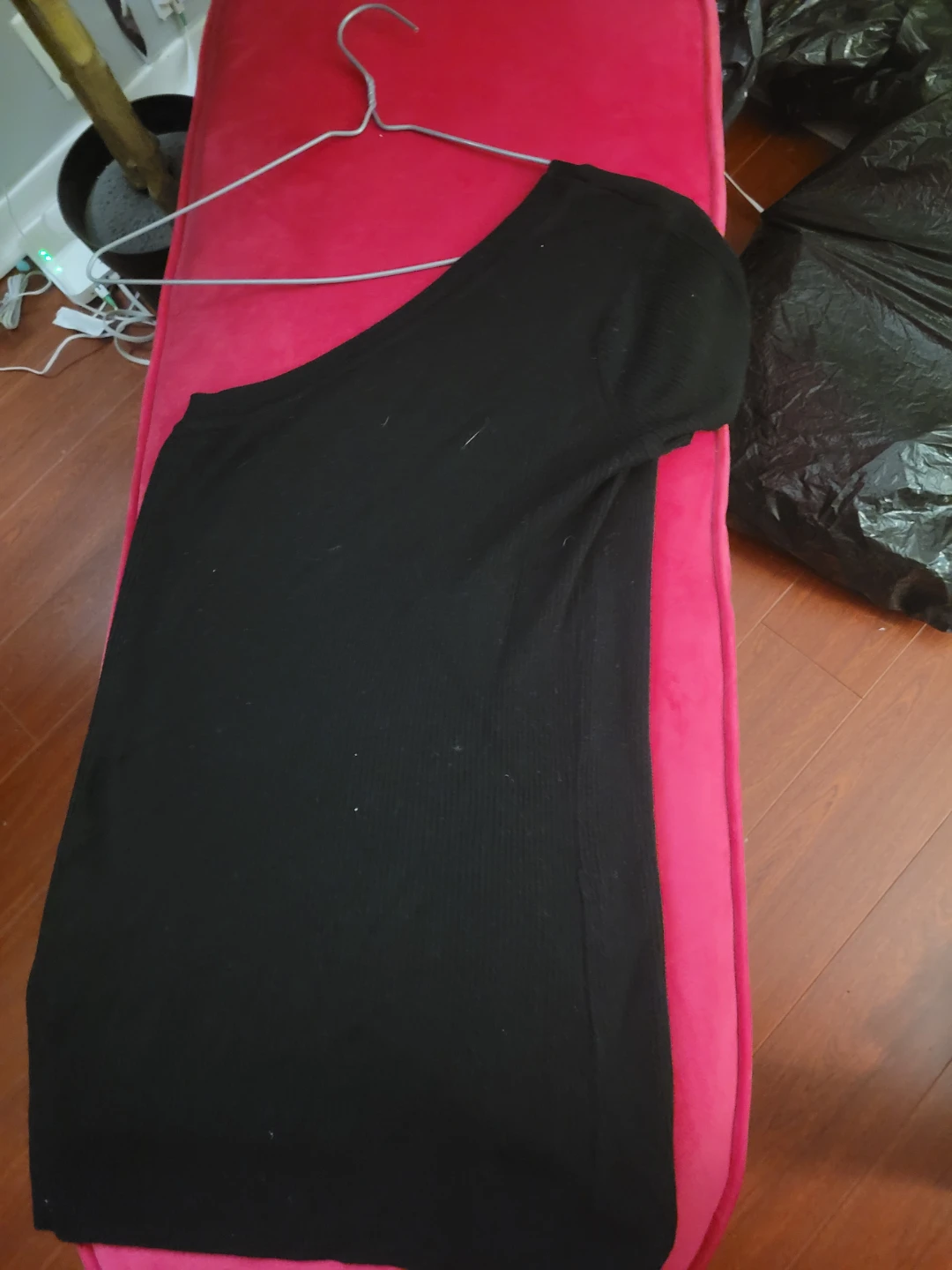 Black One-Shoulder Ribbed Dress - photo 2