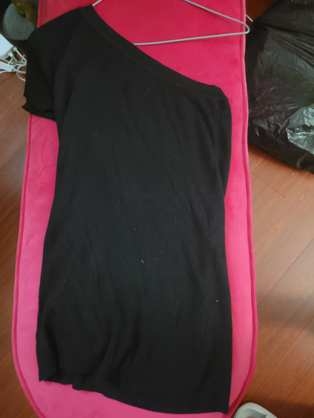 Black One-Shoulder Ribbed Dress - photo 3