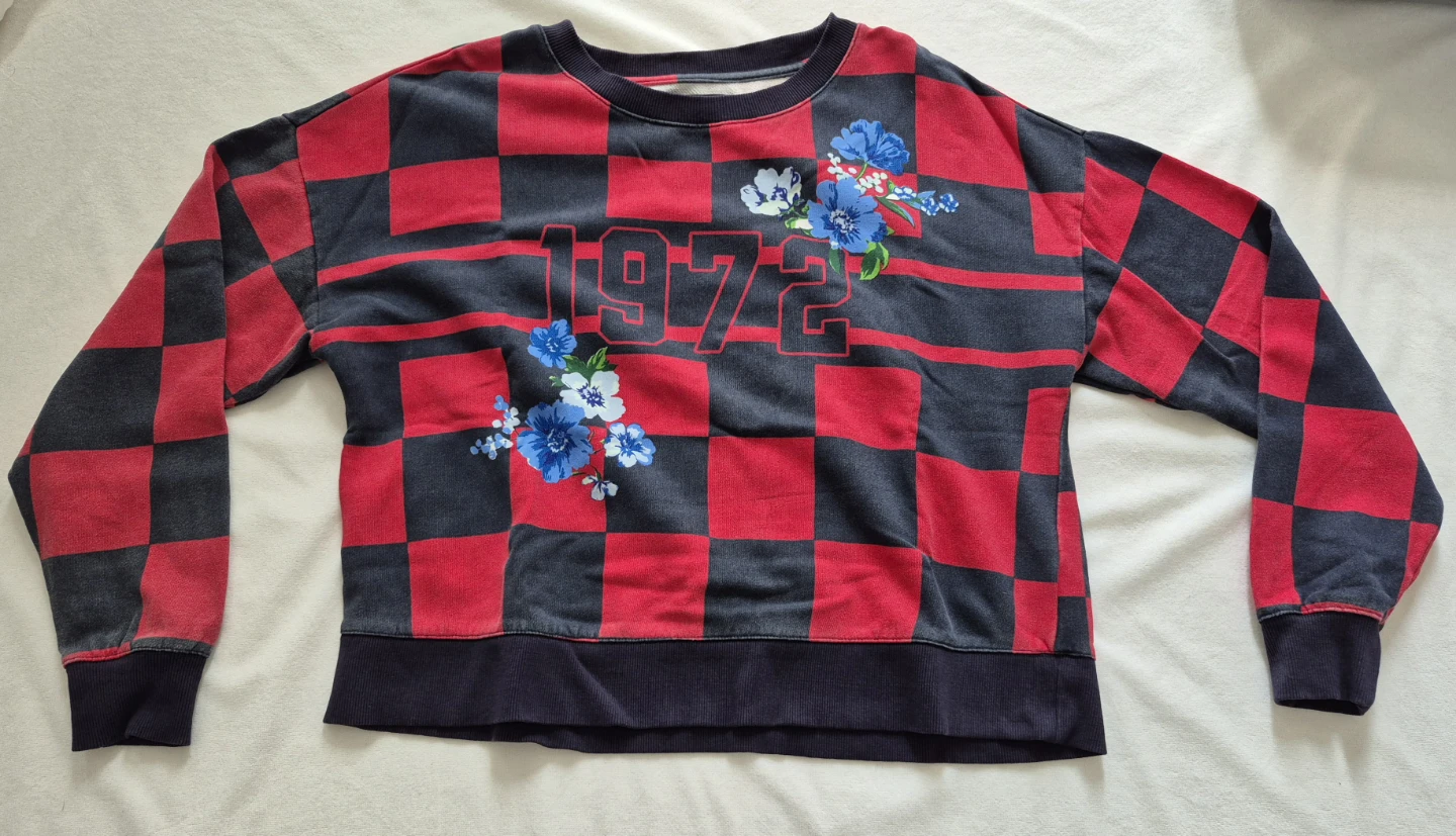 Maeve Anthropologie Red & Black Checkerboard Sweatshirt
