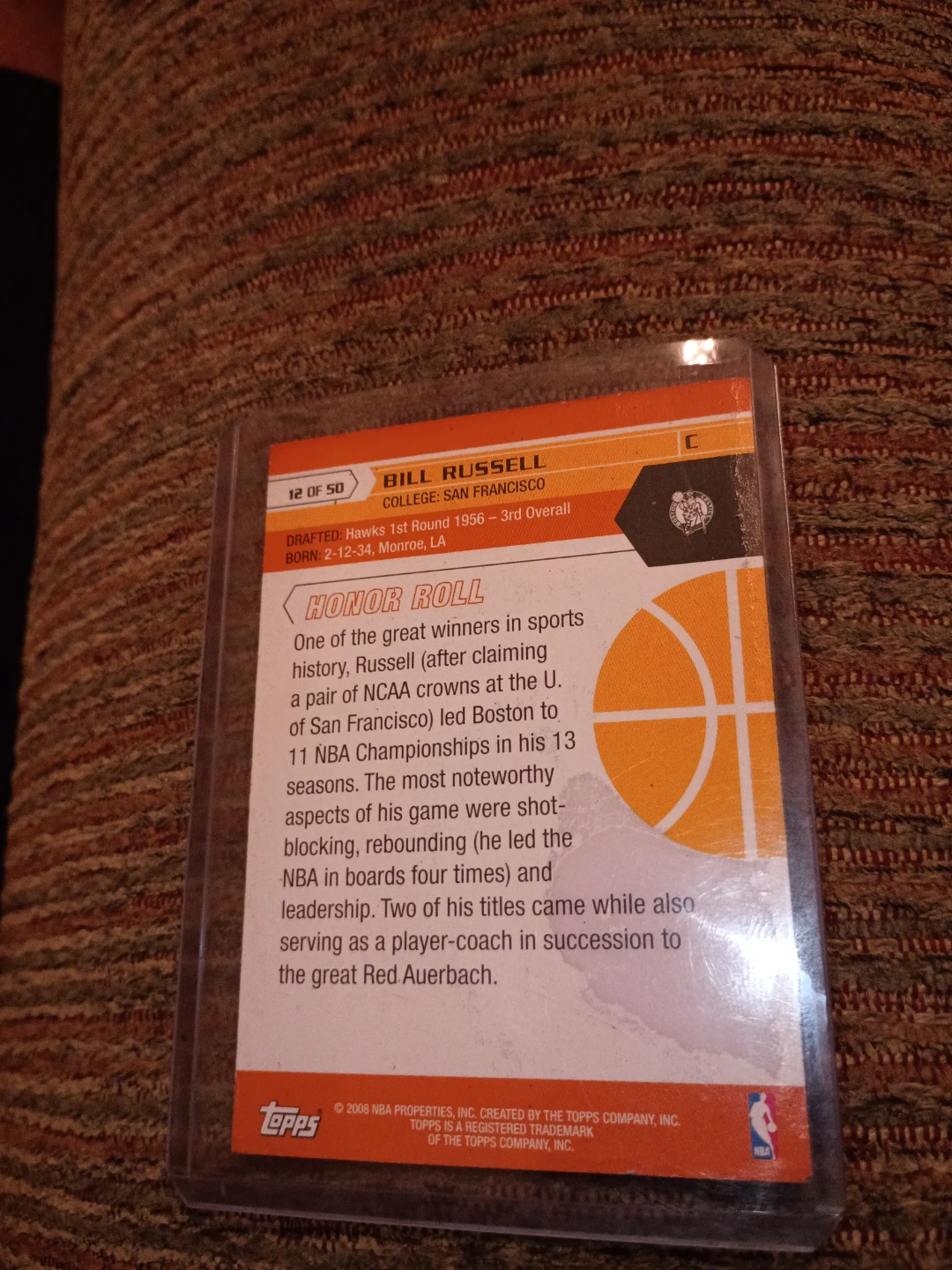 Topps Bill Russell Basketball Card 12 of 50 - photo 2