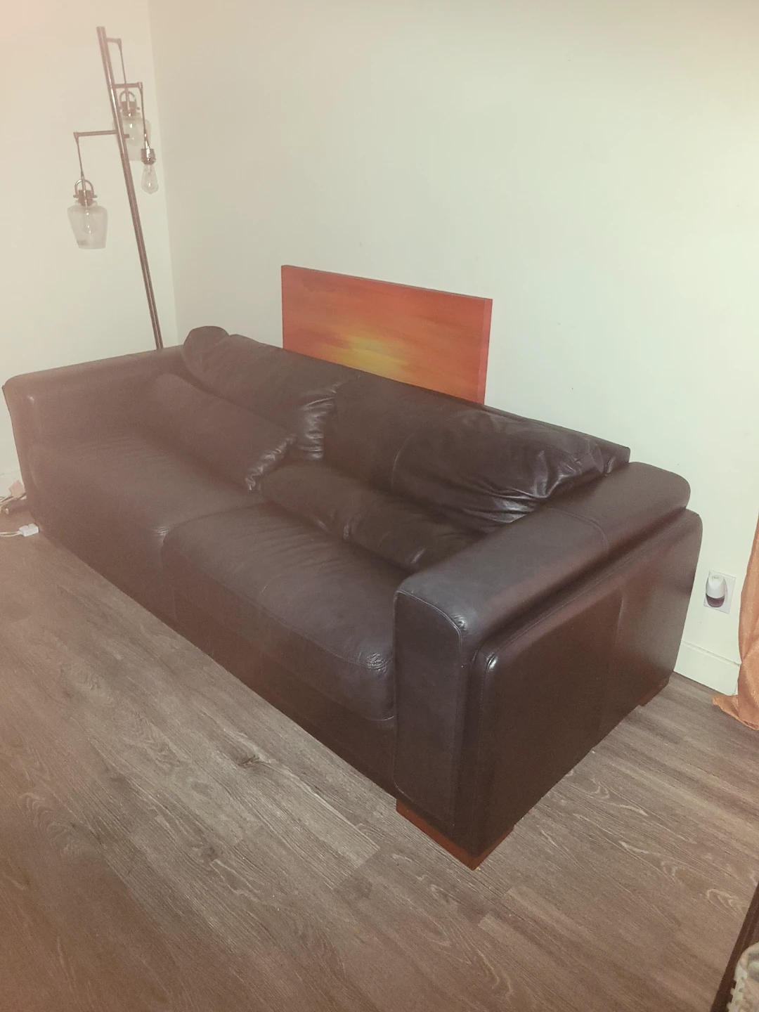 Dark Brown Leather Sofa - photo 2