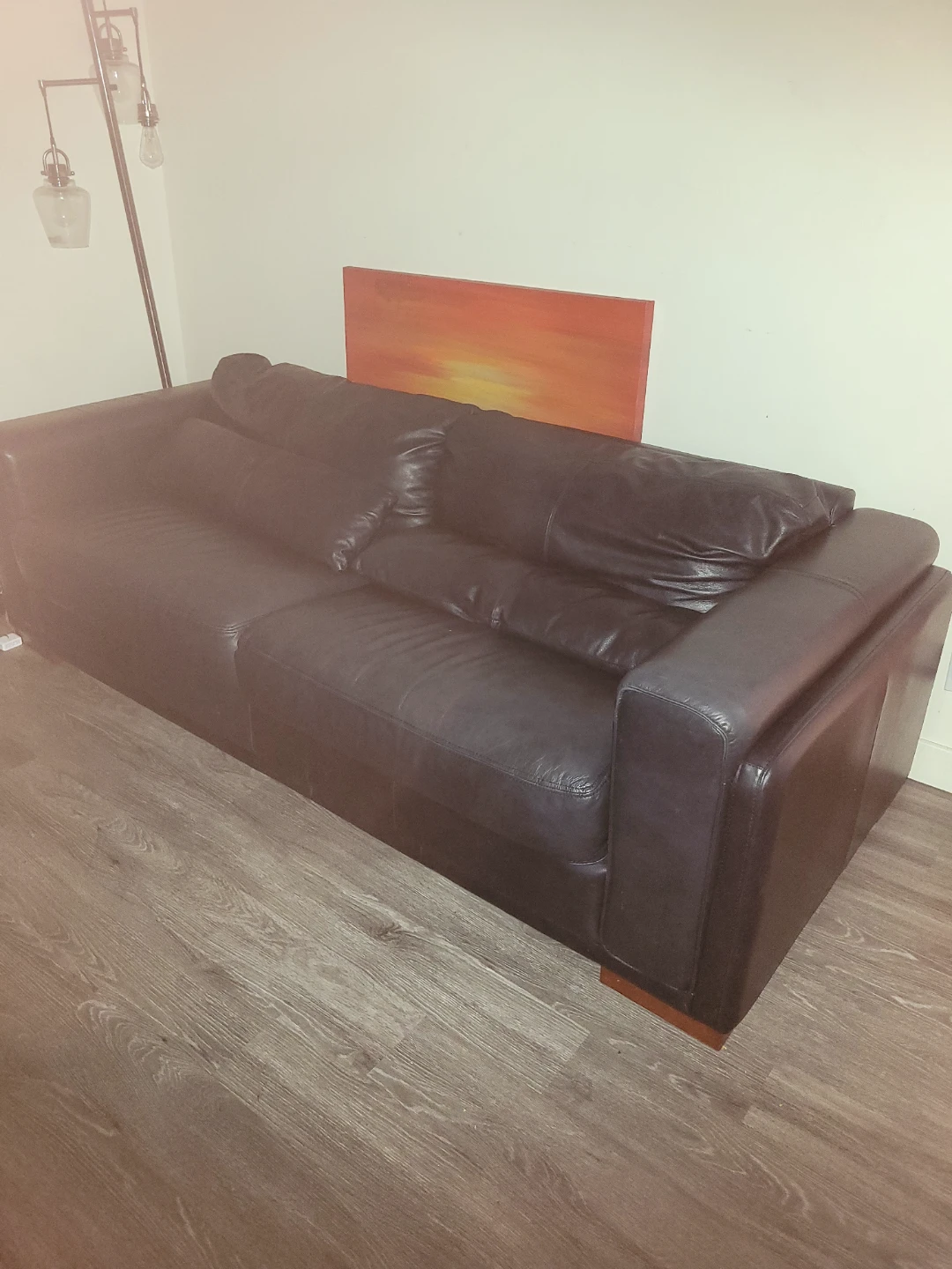 Dark Brown Leather Sofa - photo 4