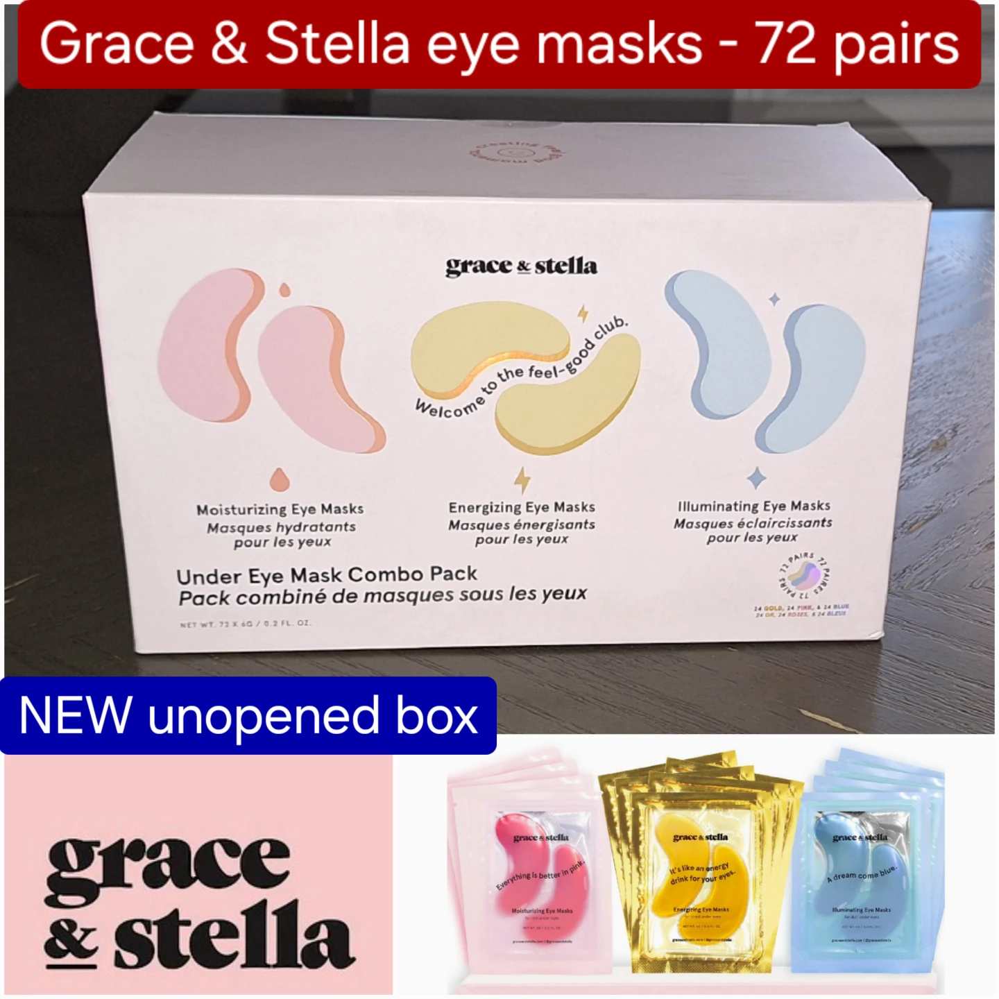 Grace & Stella eye masks 72 - NEW unopened box