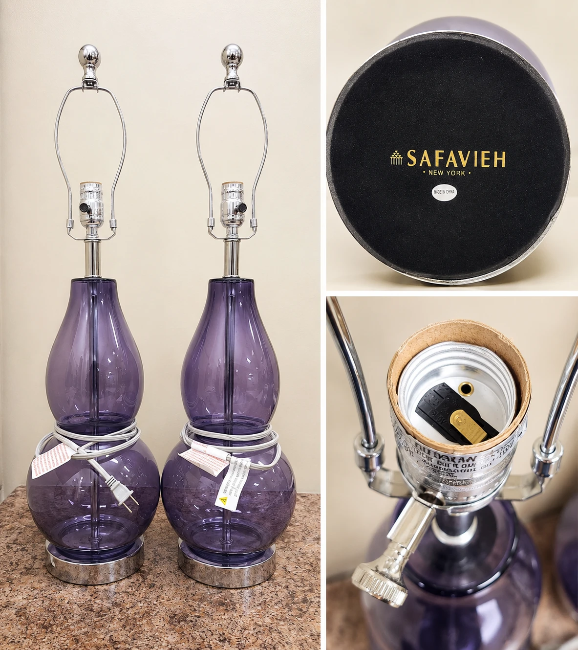 Safavieh Purple Glass Table Lamps (Pair)