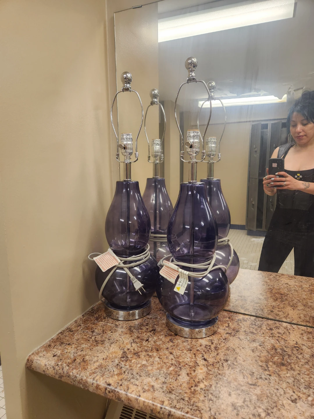 Safavieh Purple Glass Table Lamps (Pair) - photo 3