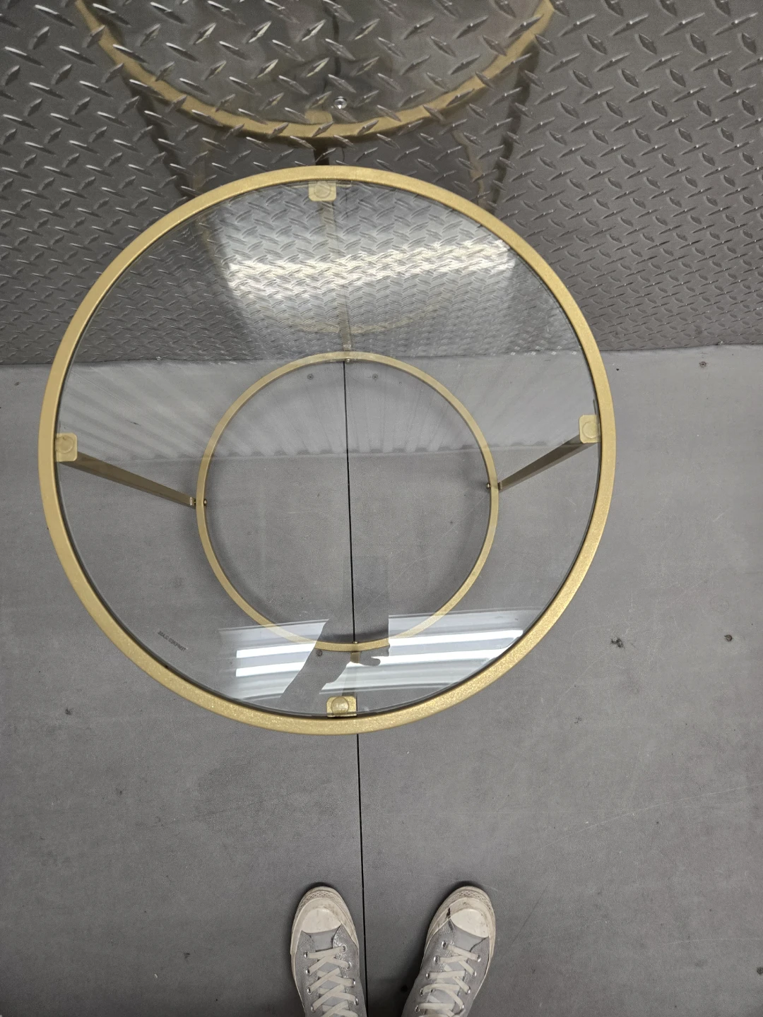 Modern Gold Round End Table - Clear Tempered Glass Top - photo 5