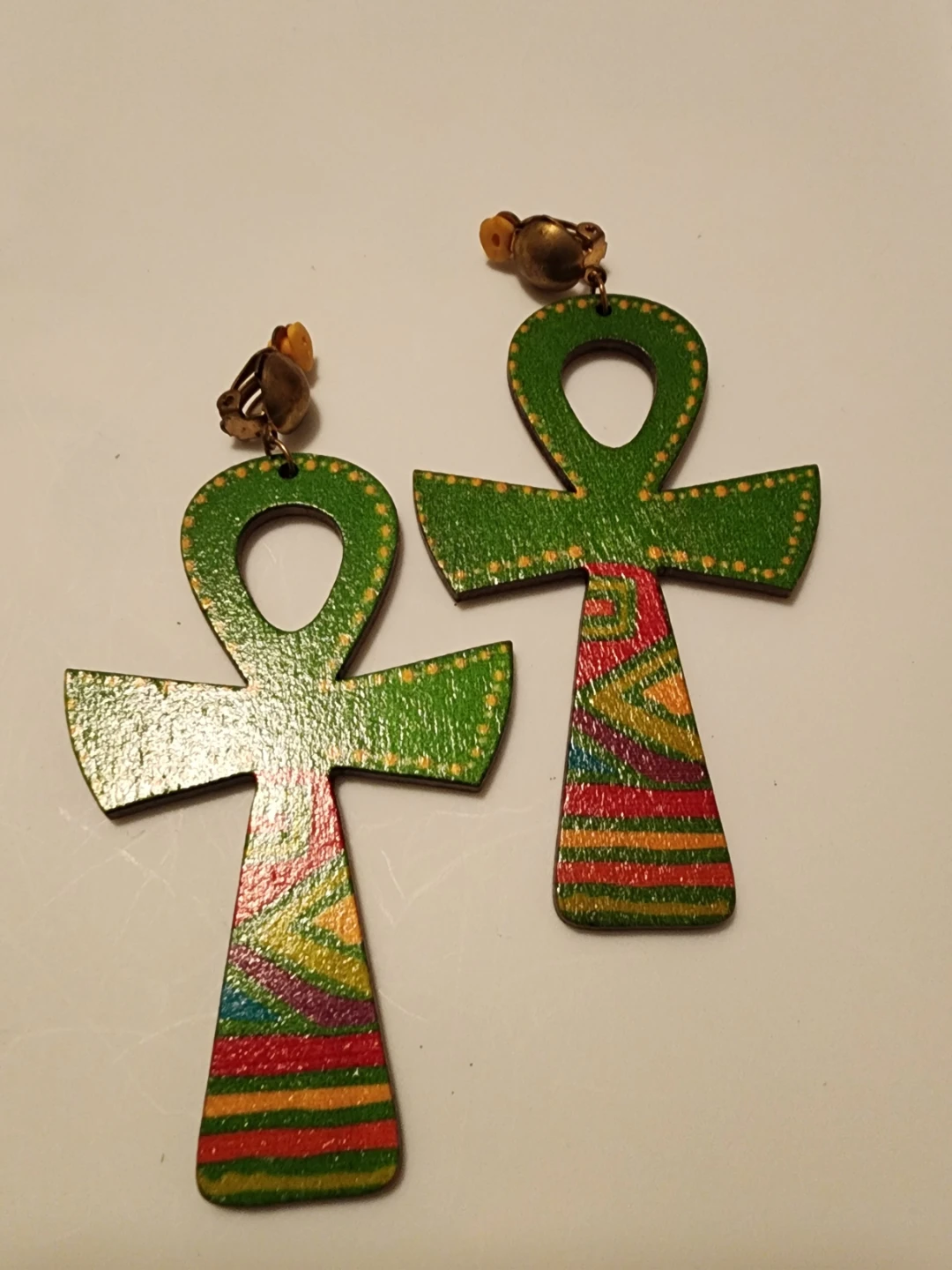 Wooden Ankh Clip-On Earrings - photo 2