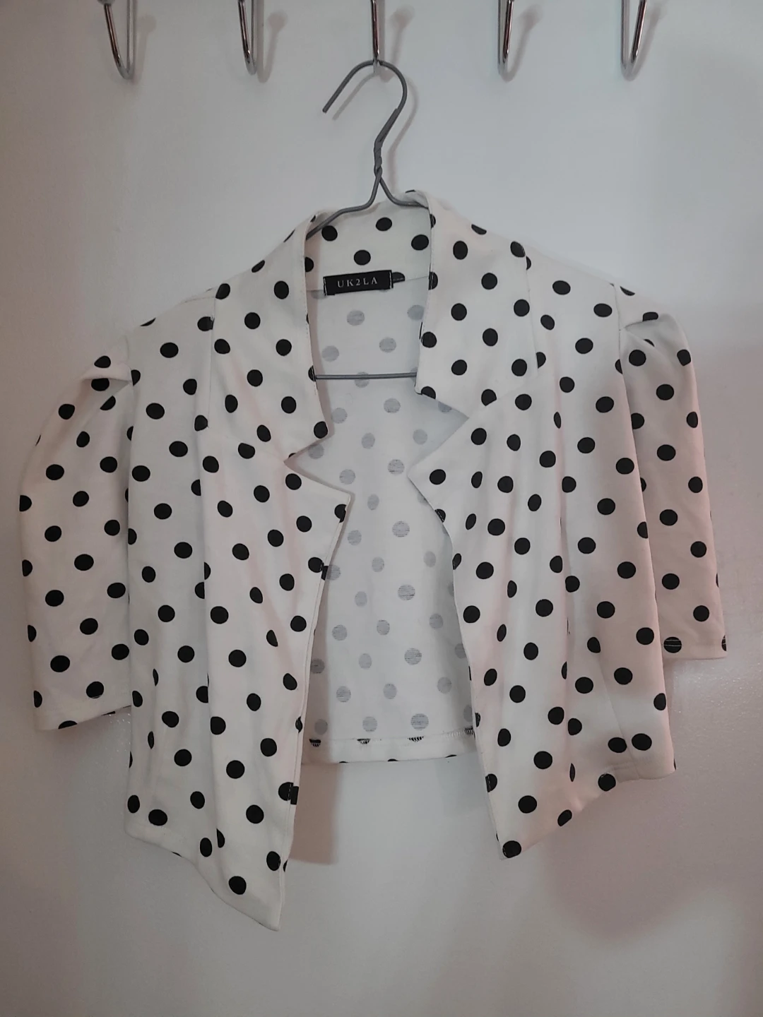 UKZLA White Polka Dot Cropped Blazer