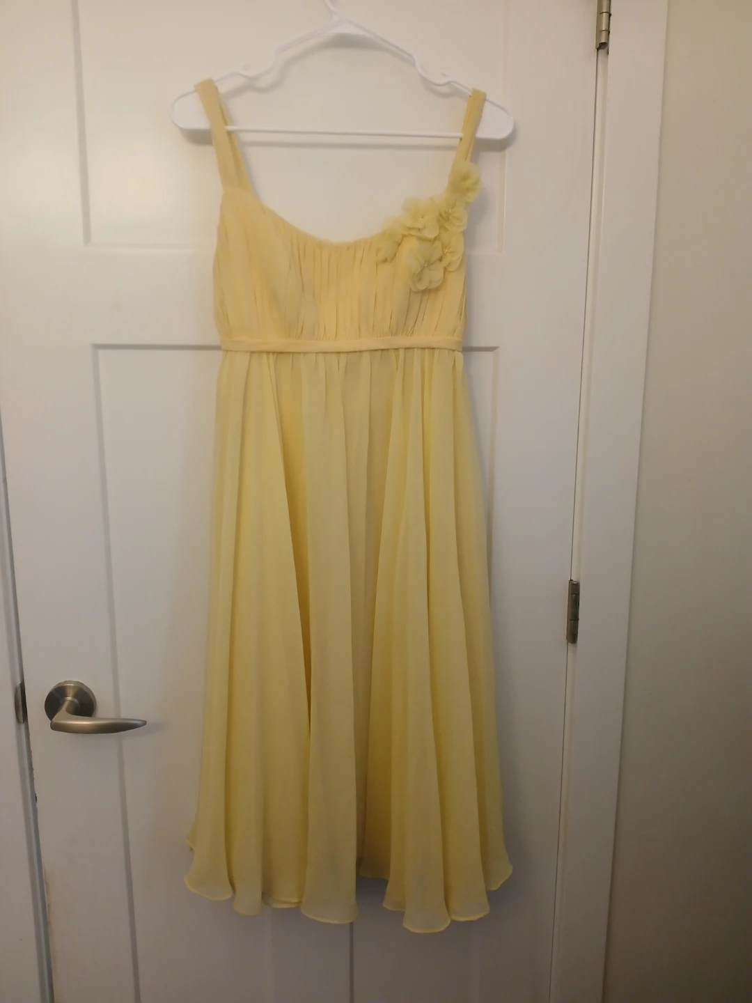 Yellow Chiffon Dress with Flower Detail