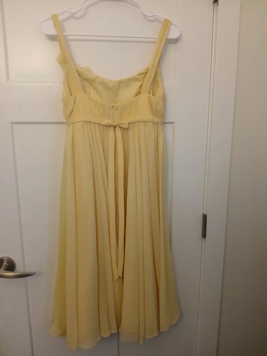 Yellow Chiffon Dress with Flower Detail - photo 2