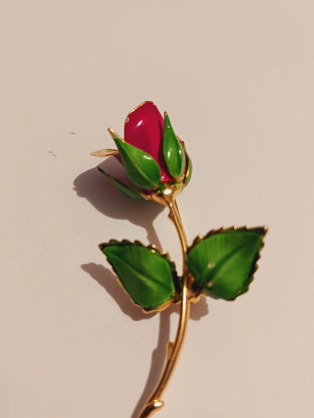 Fabulous Enameled 🌹 Red Rose Flower Brooch - photo 2