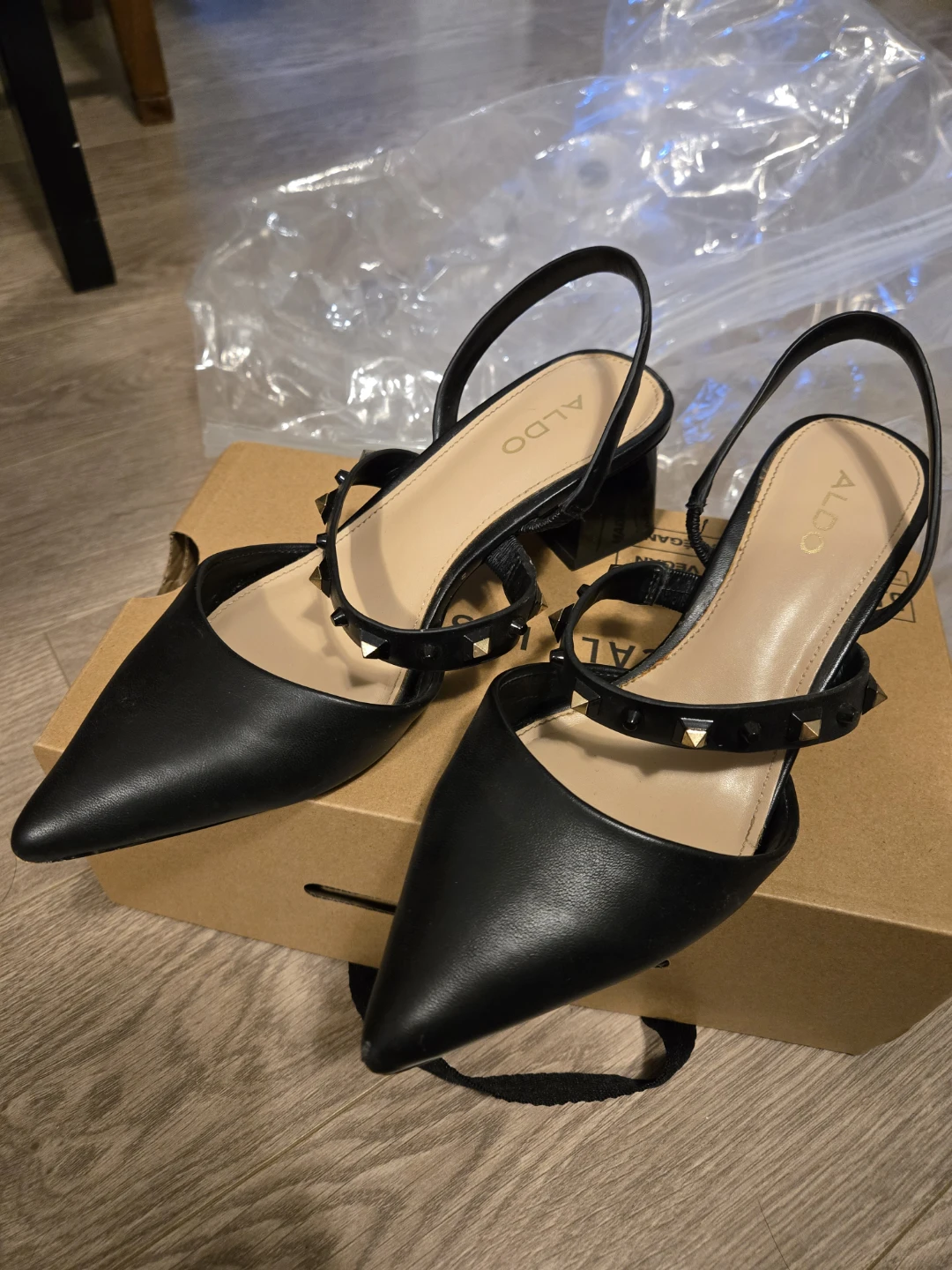 ALDO Jennenaldar Black Studded Slingback Heels - photo 2