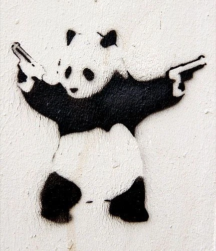 Banksy  Panda with Guns Stencil Art