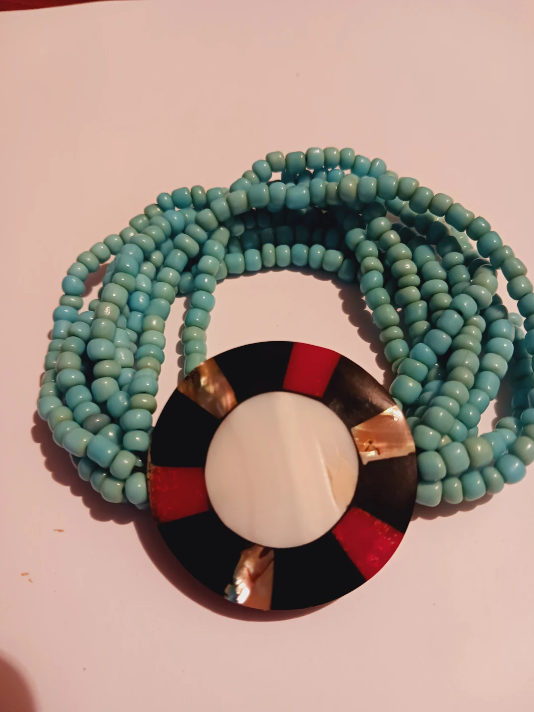 Multi-strand Turquoise Bracelet with Round Medallion - photo 4