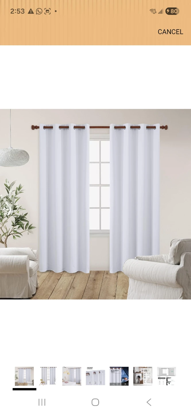 White Thermal Insulated Blackout Curtains