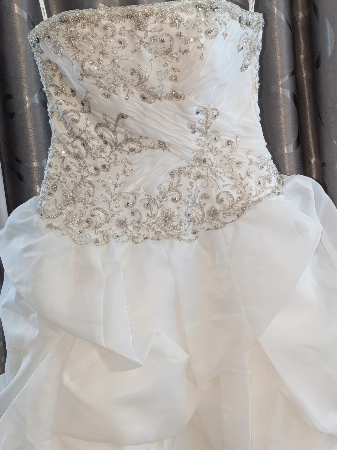 White Strapless Wedding Dress with Beading