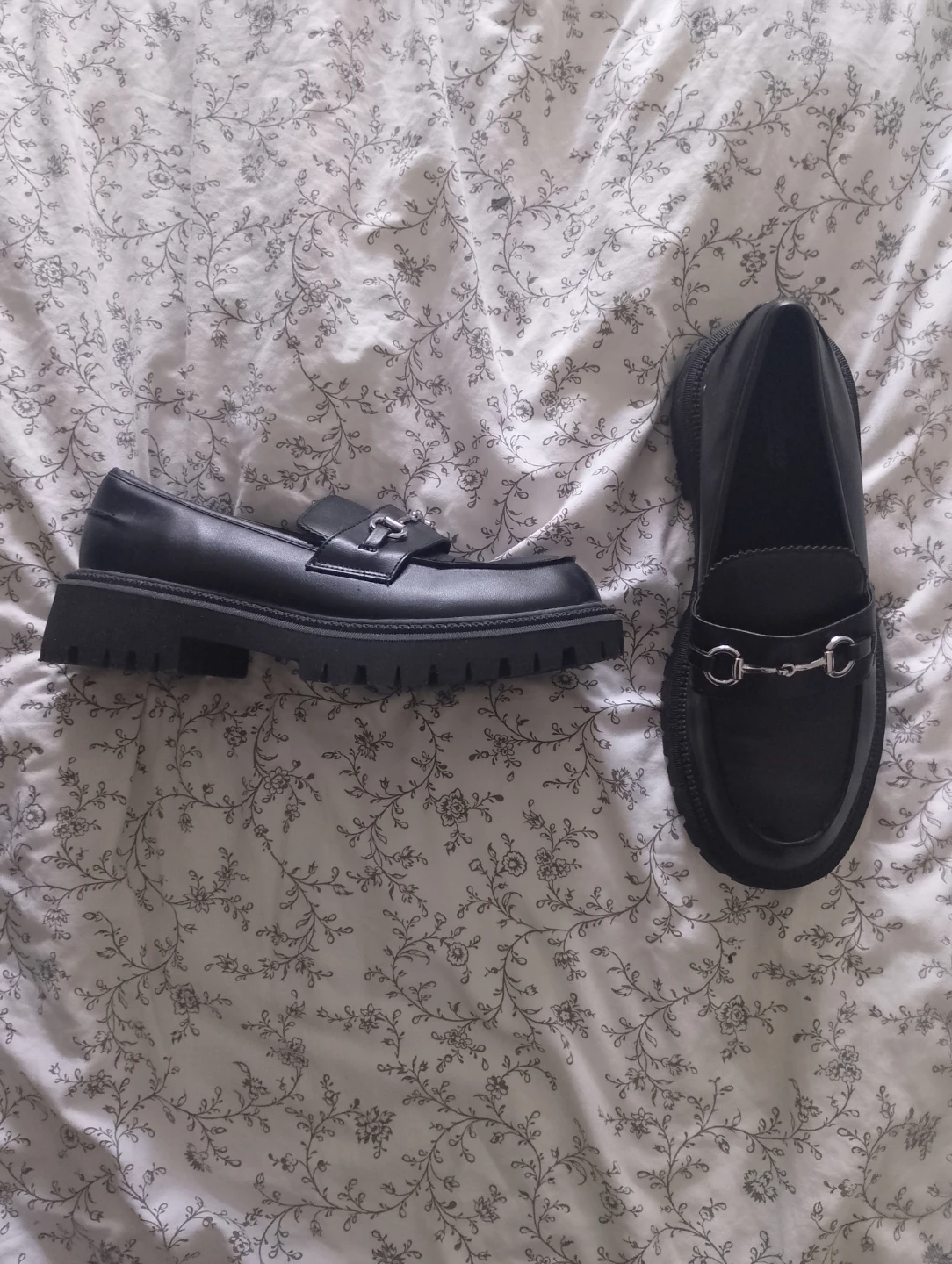 Skechers Black Loafer Shoes with Silver Bit Detail