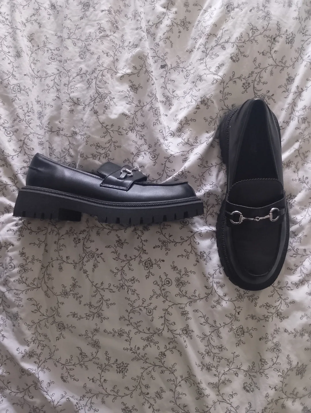 Skechers Black Loafer Shoes with Silver Bit Detail