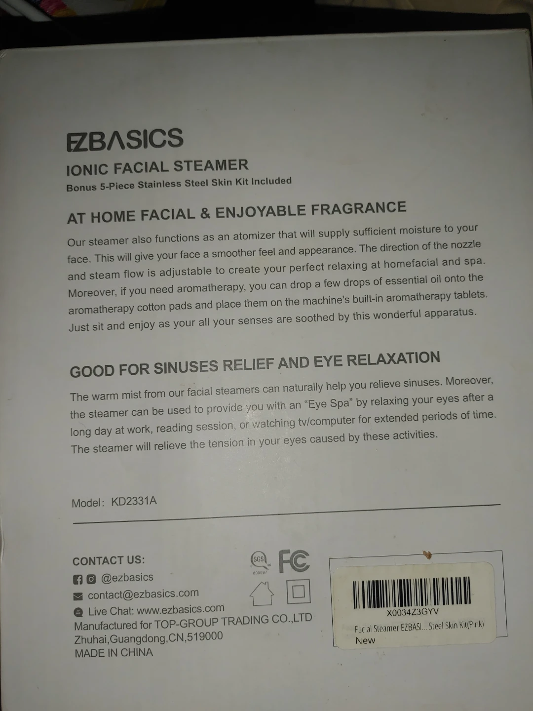 EZBASICS Ionic Facial Steamer with 5-Piece Skin Kit - photo 2