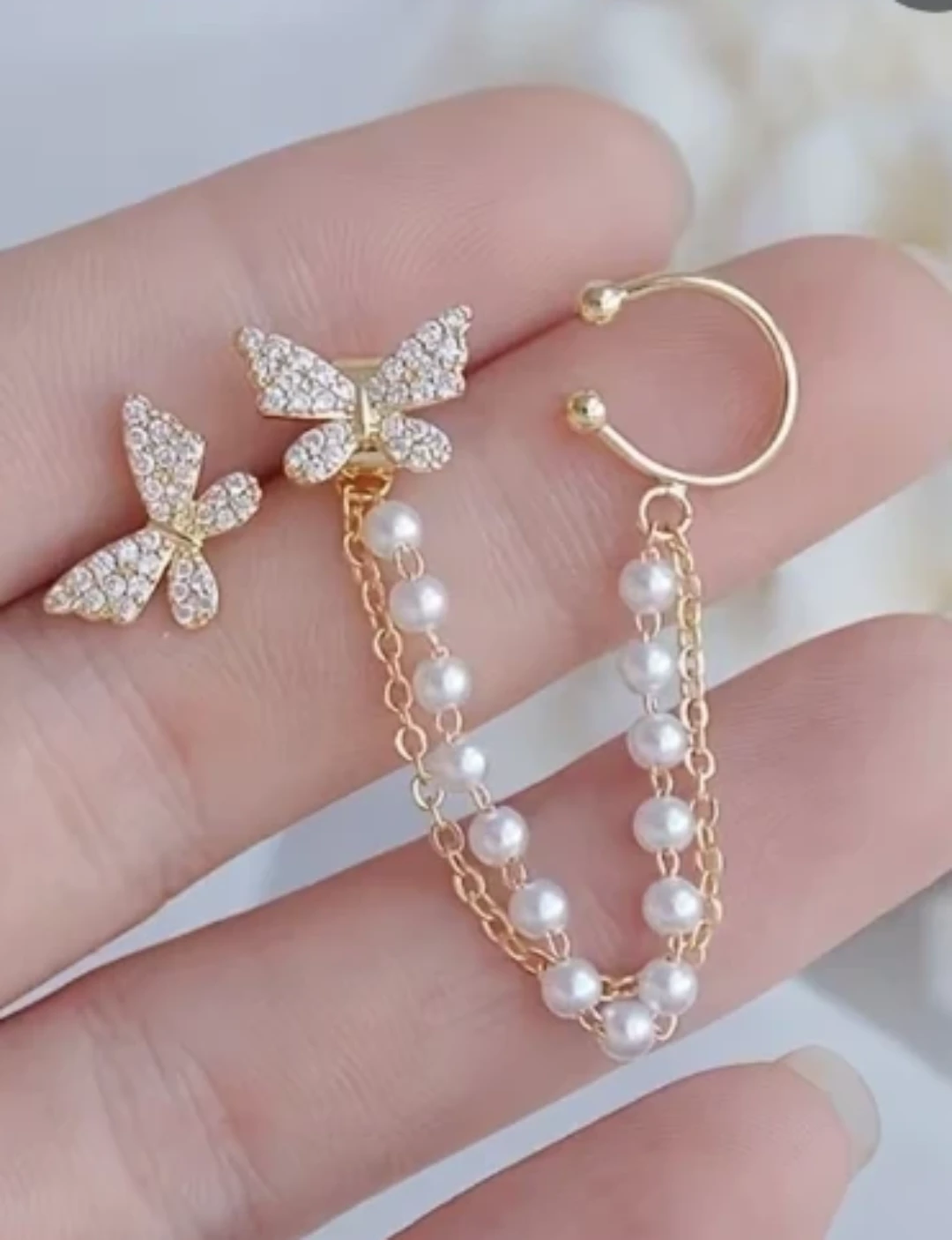 New Butterfly Ear Climber and Stud Set⚽ - photo 2
