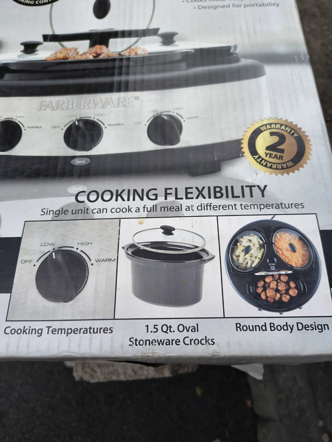 Farberware 3-crock round slow cooker brand new in box - photo 3