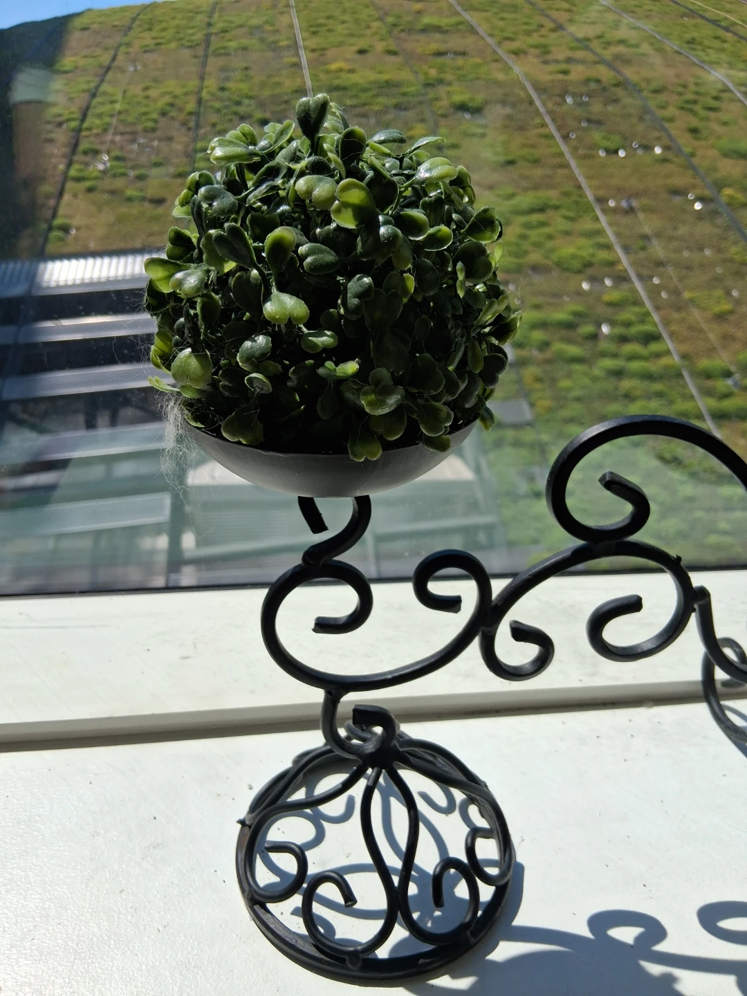 Black Metal Candelabra with Faux Greenery Orbs - photo 2