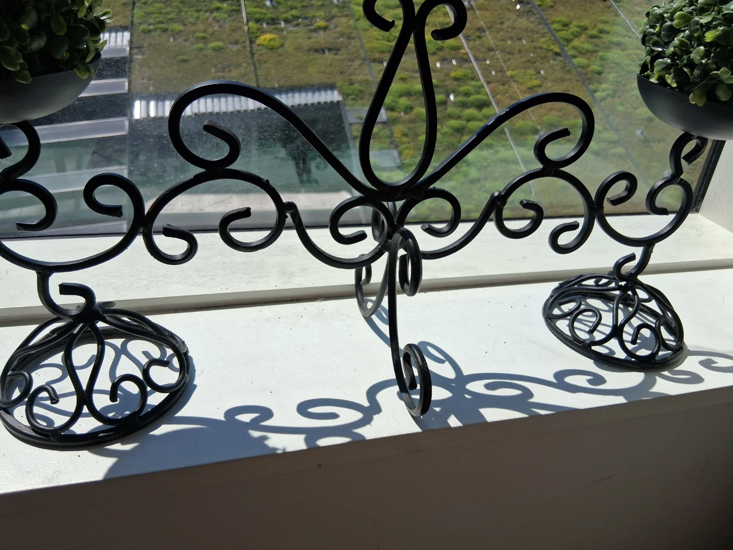 Black Metal Candelabra with Faux Greenery Orbs - photo 3