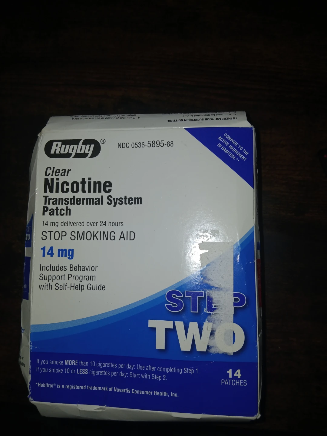Rugby Clear Nicotine Transdermal System Patch, 14mg, Step Two
