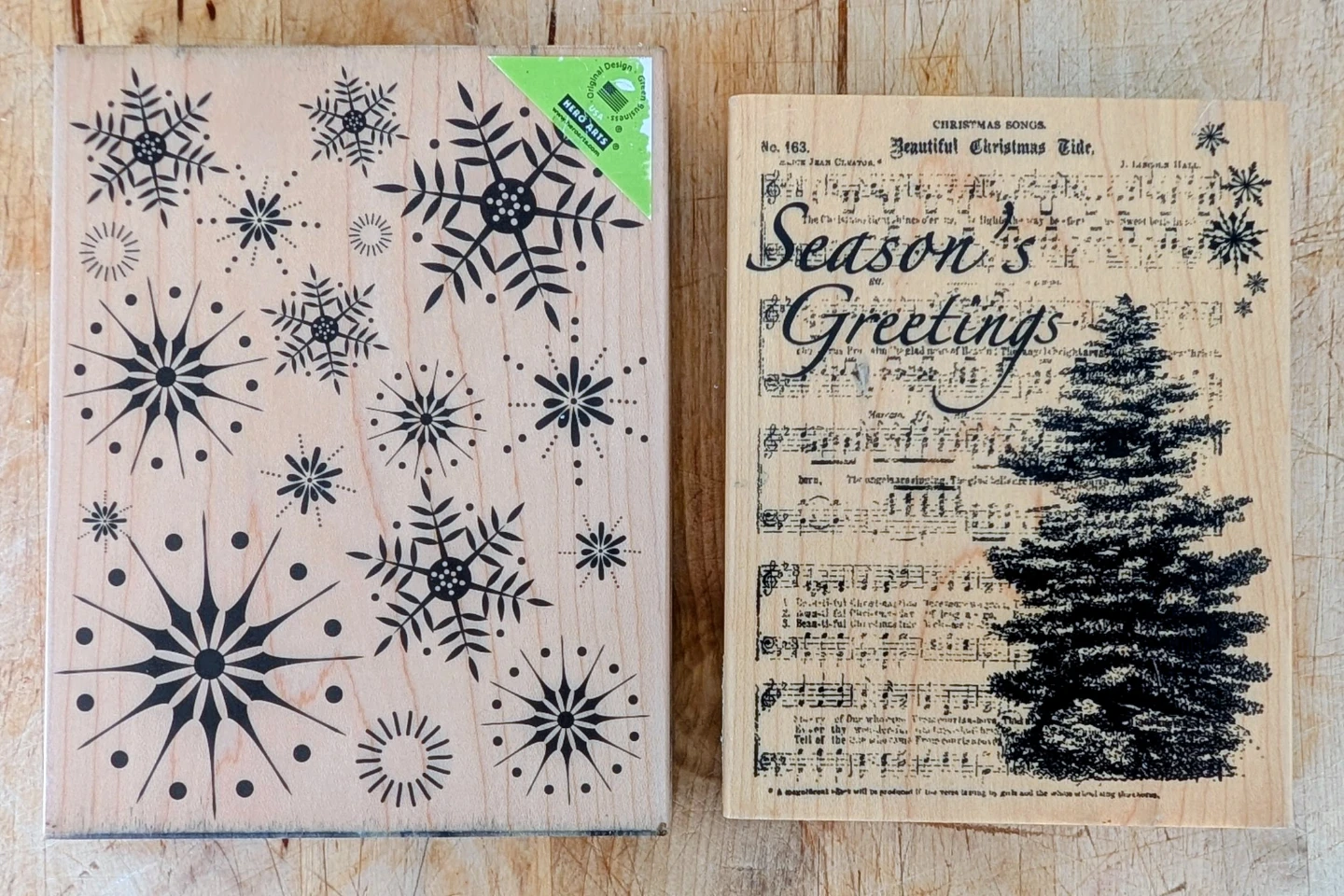 2 Large Christmas Rubber Stamps - Hero Arts