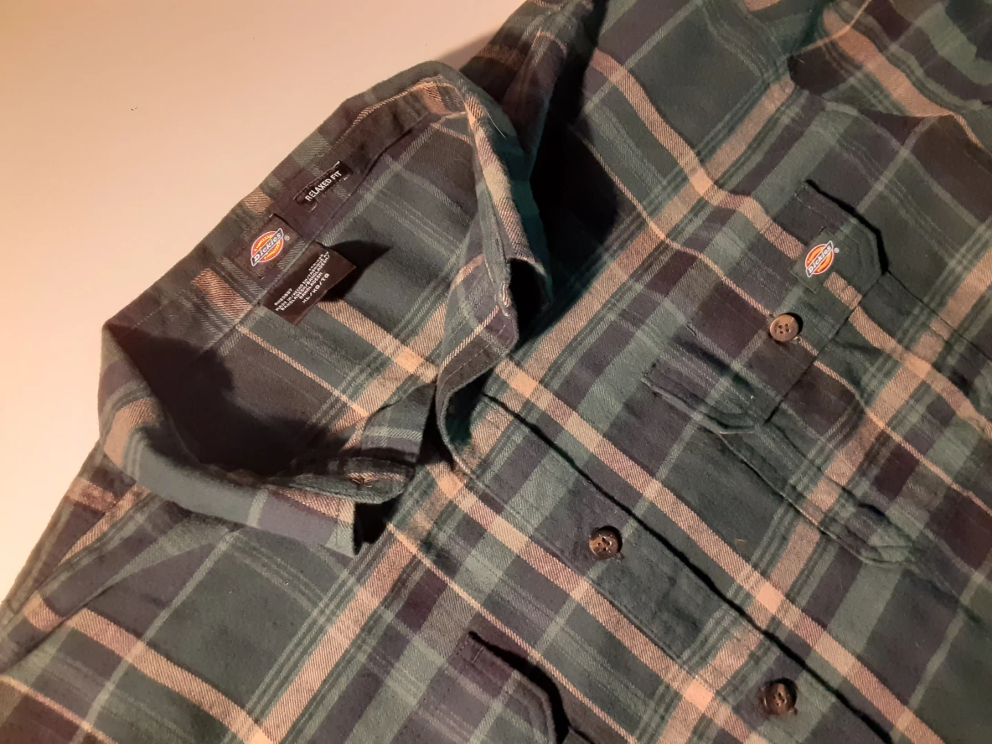 Plaid Flannel Long Sleeve Shirt | Dickies - 99% Cotton - S: X/L