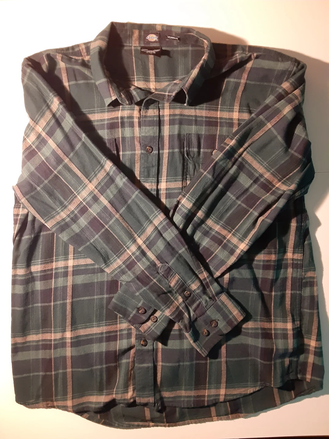 Plaid Flannel Long Sleeve Shirt | Dickies - 99% Cotton - S: X/L - photo 3