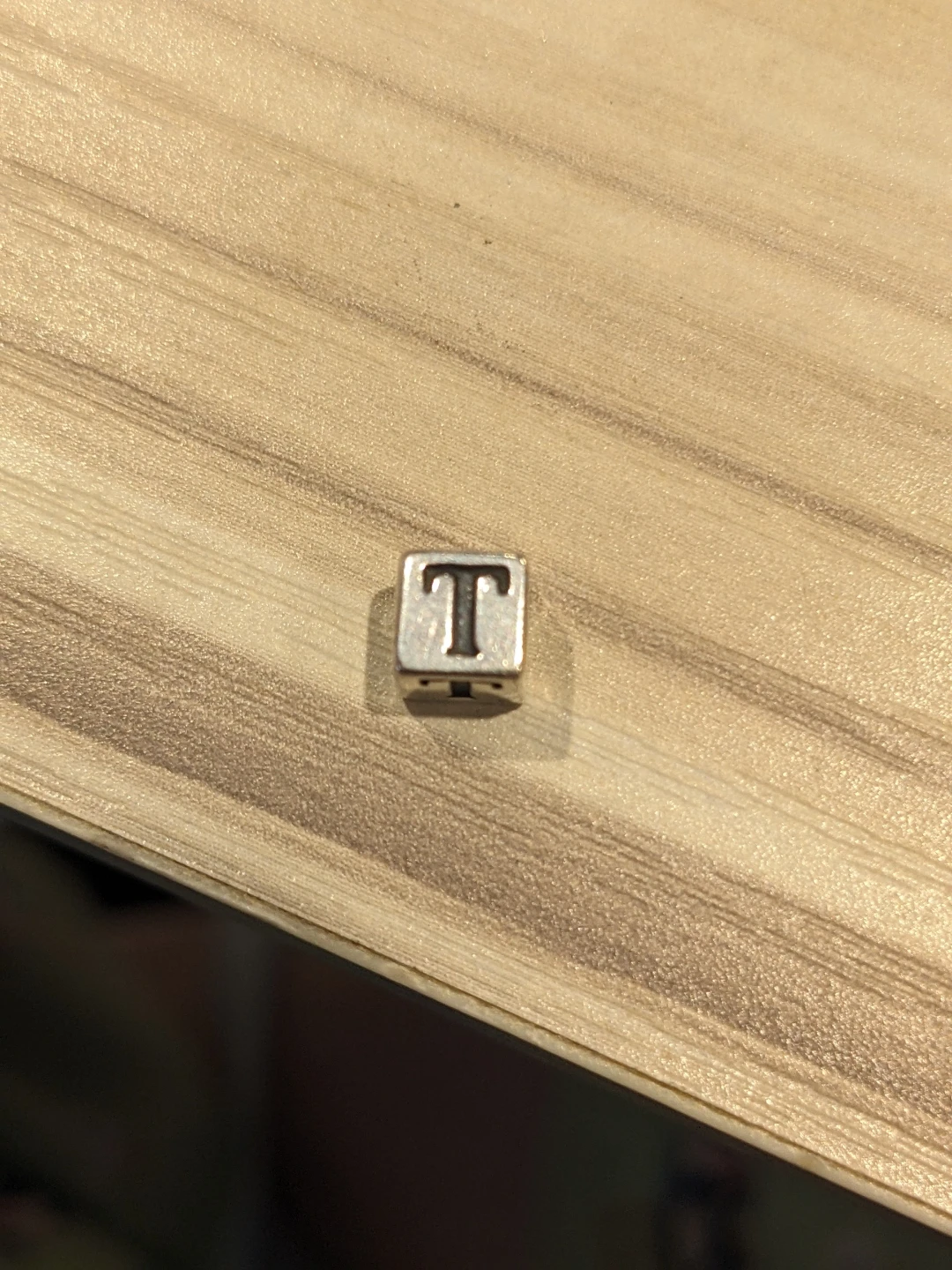 Sterling Silver Letter T Bead Charm