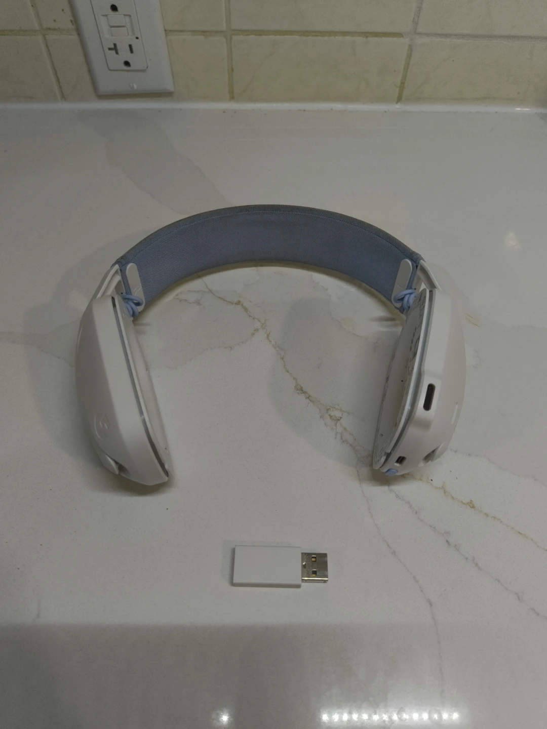 White Logitech Wireless Headphones with USB Dongle