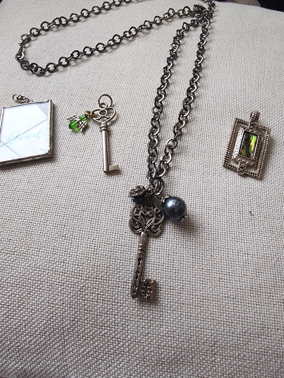 Key Pendant Necklace with Inspirational Charm