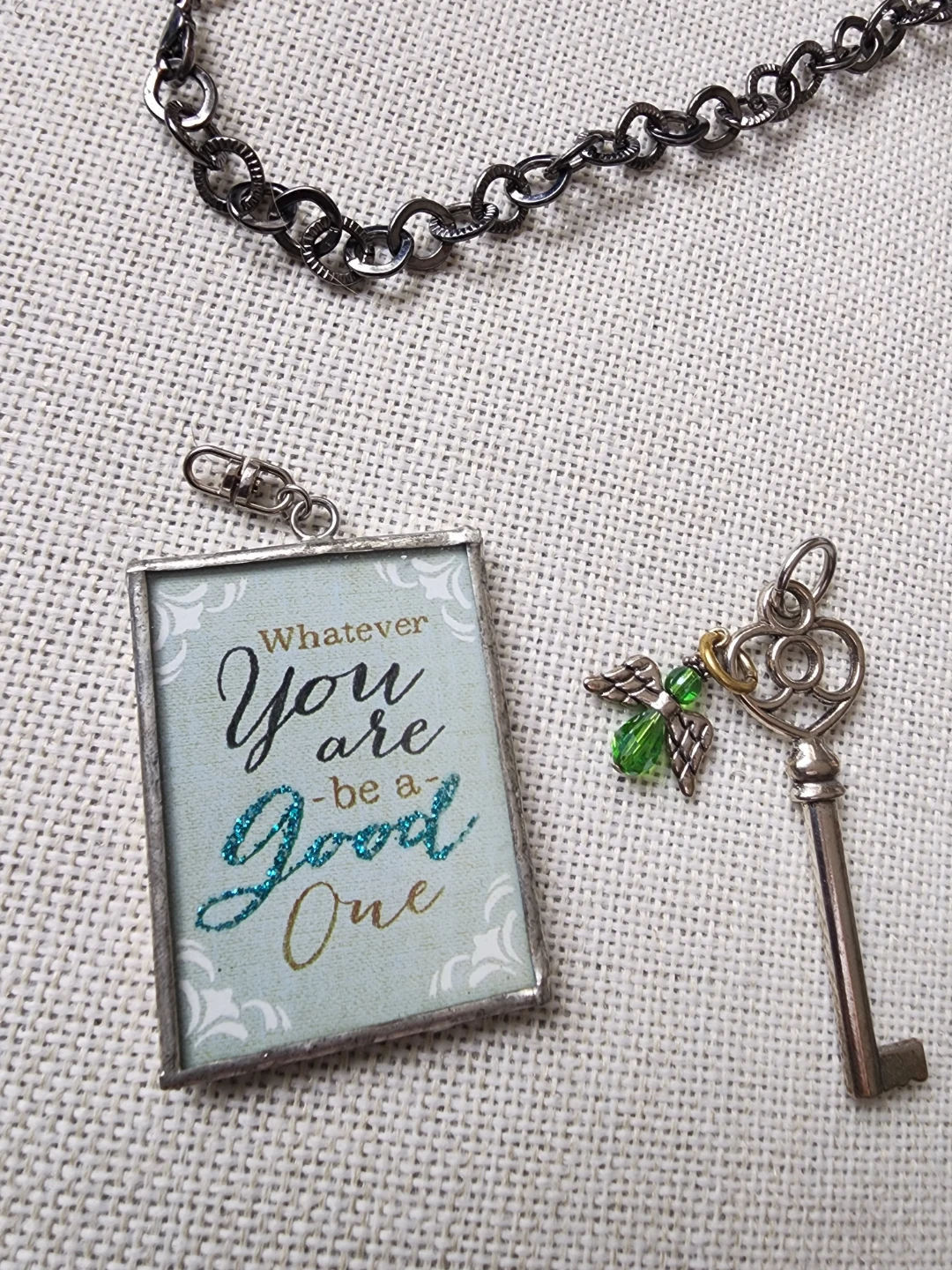 Key Pendant Necklace with Inspirational Charm - photo 2