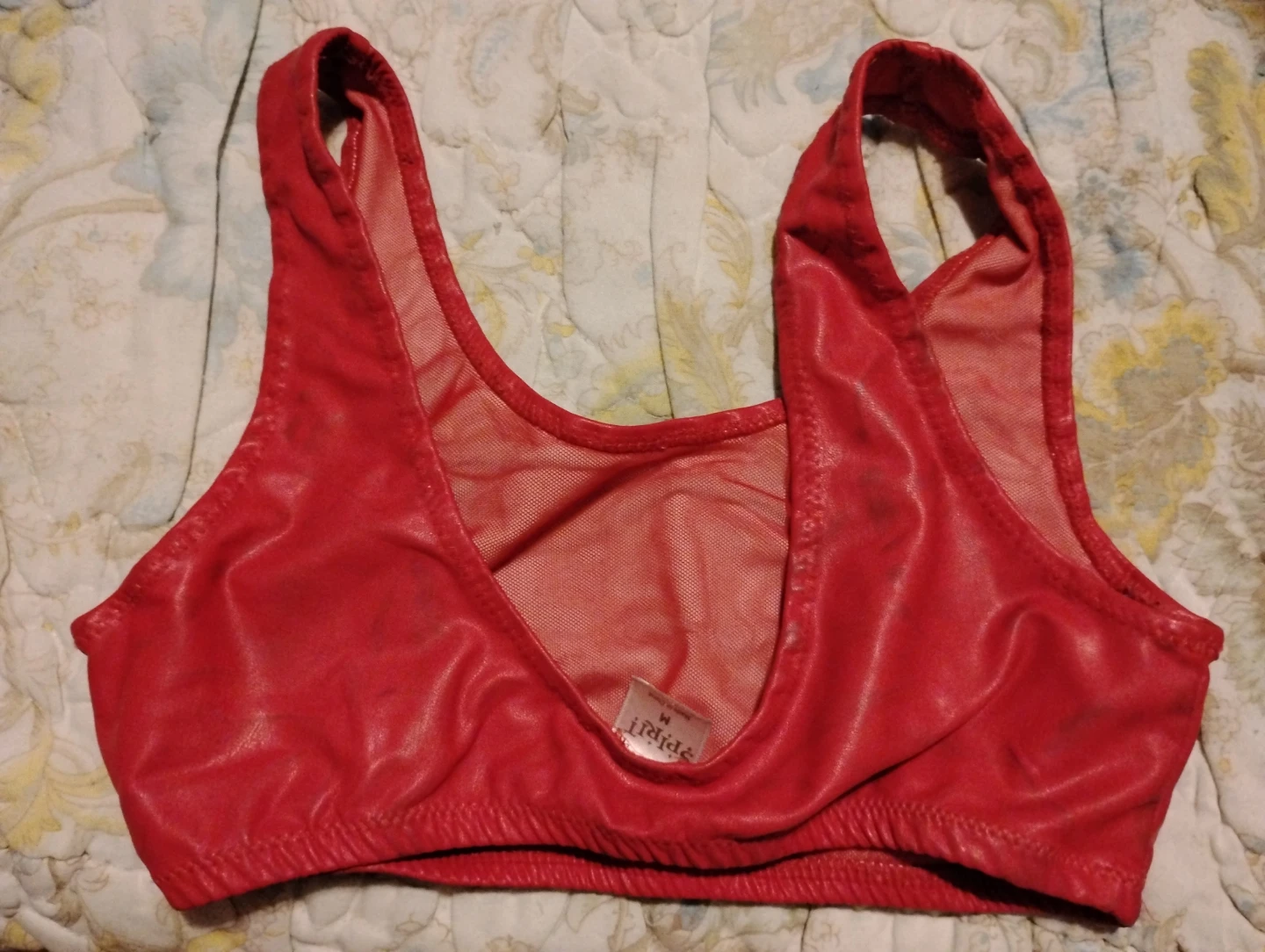 Spirit Red Faux Leather Crop Top - photo 2