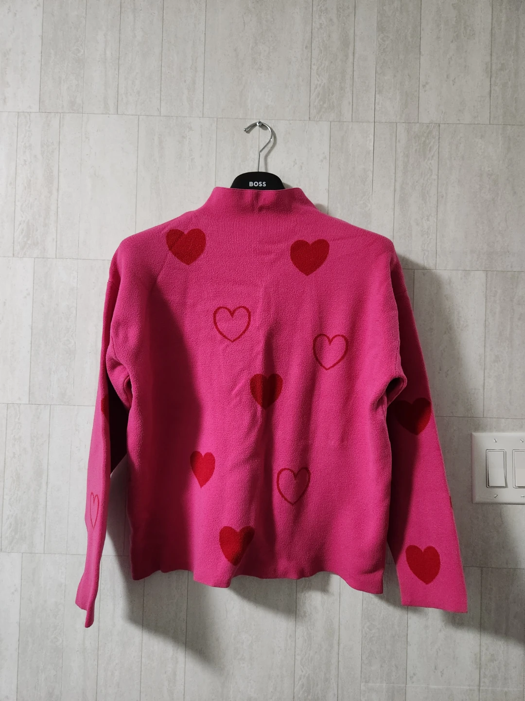Pink Heart Pattern Sweater