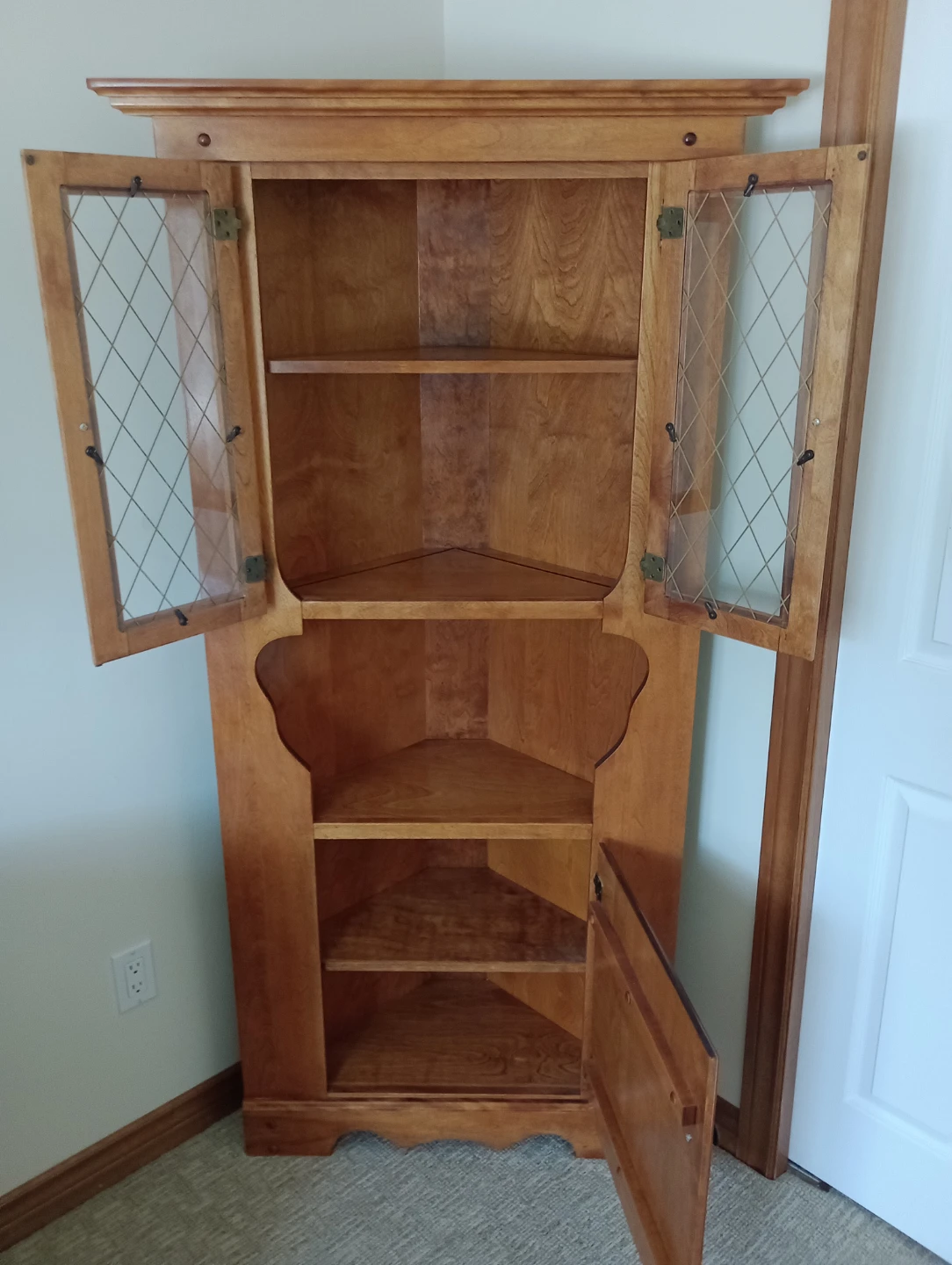 Wooden Corner Cabinet with Glass Doors - photo 2