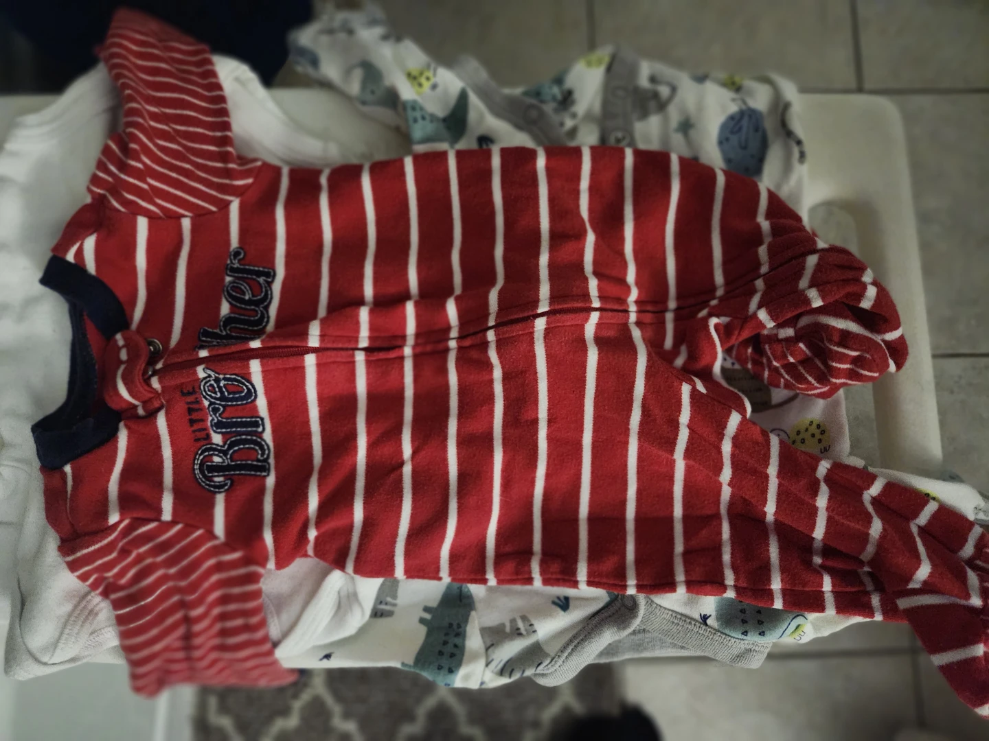 Little Brother Striped Sleepsuit