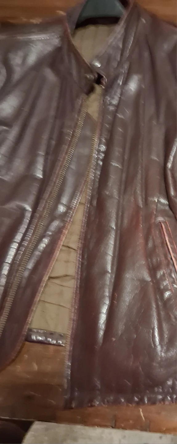 Mens medium Brown Leather Motorcycle Jacket - photo 4