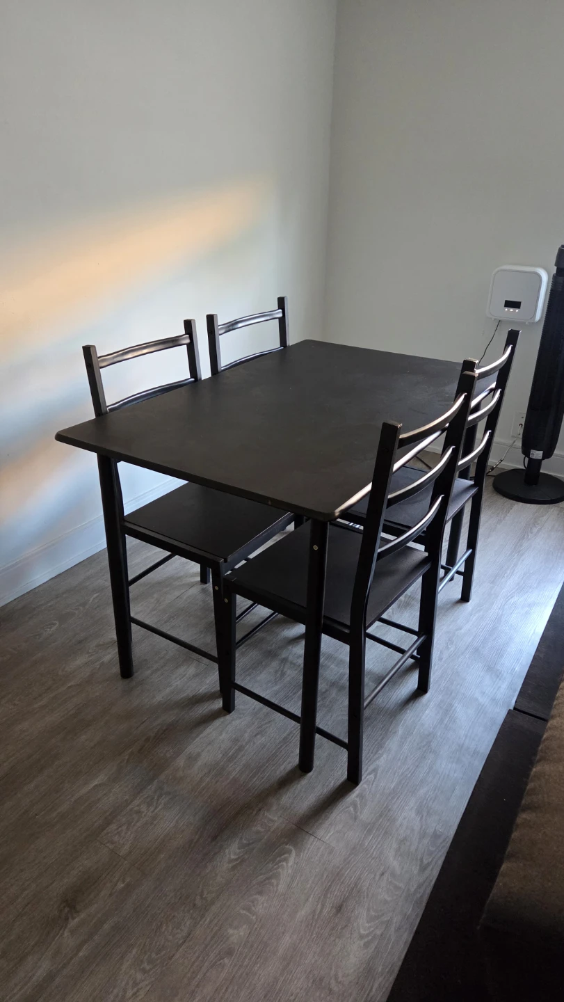 Black Dining Set with 4 Chairs